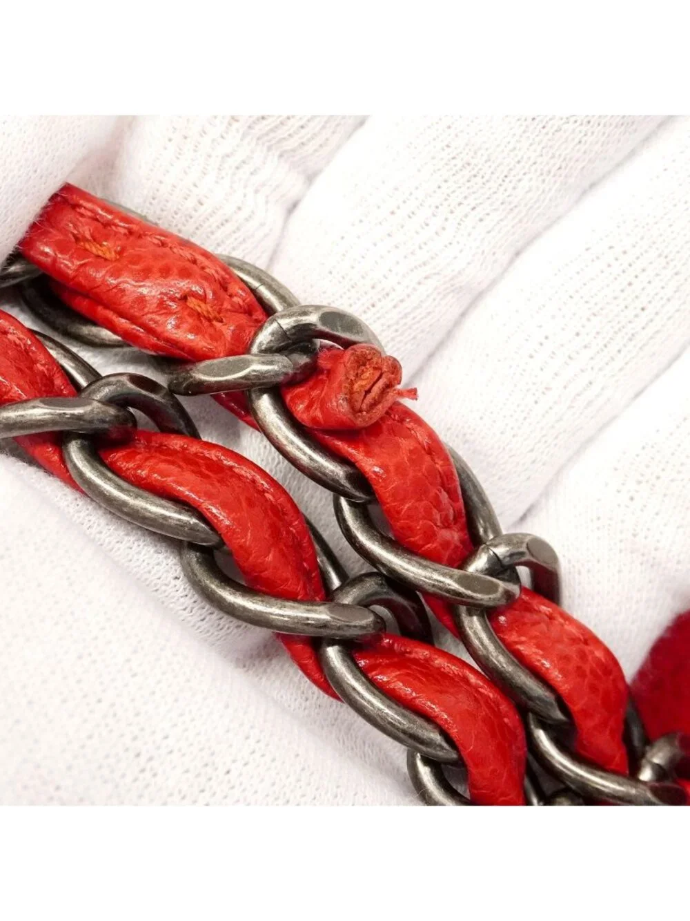 Chanel Shoulder Bag Maxi Quilted Caviar Leather Red Silver